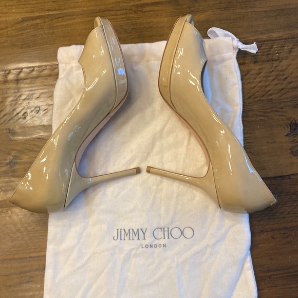 Jimmy Choo Peep Toe Patent Leather Pumps - Picture 5 of 7